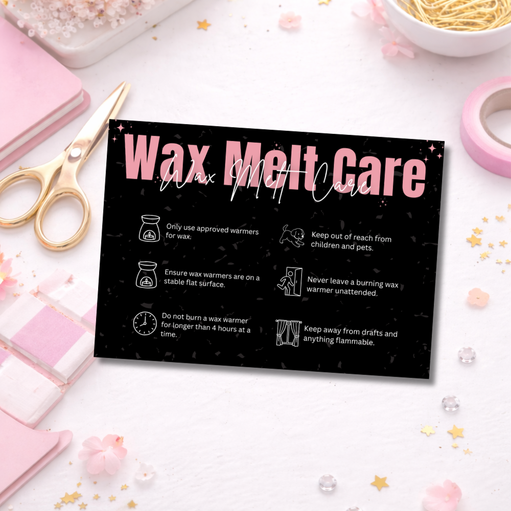 Black Wax Melt Care Cards