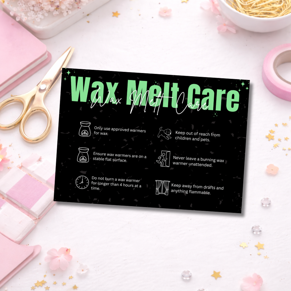 Black Wax Melt Care Cards
