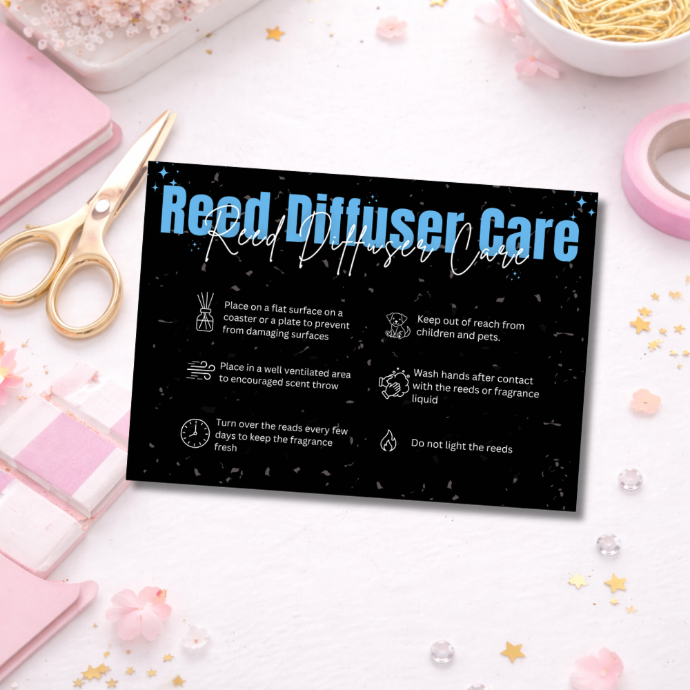 Black Reed Diffuser Care Cards