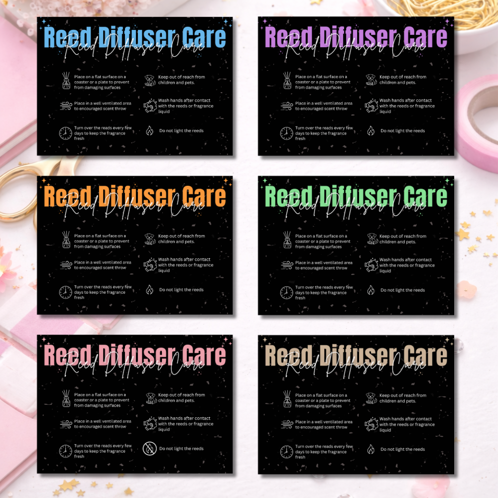 Black Reed Diffuser Care Cards