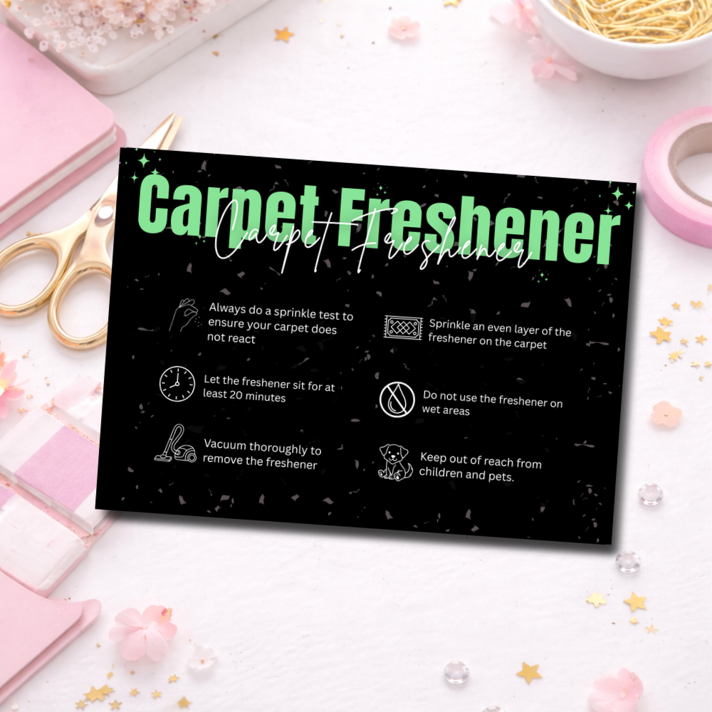 Carpet Freshener Care Cards Black