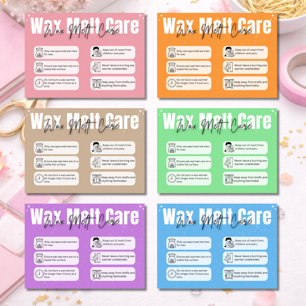 Coloured Wax Melt Care Cards