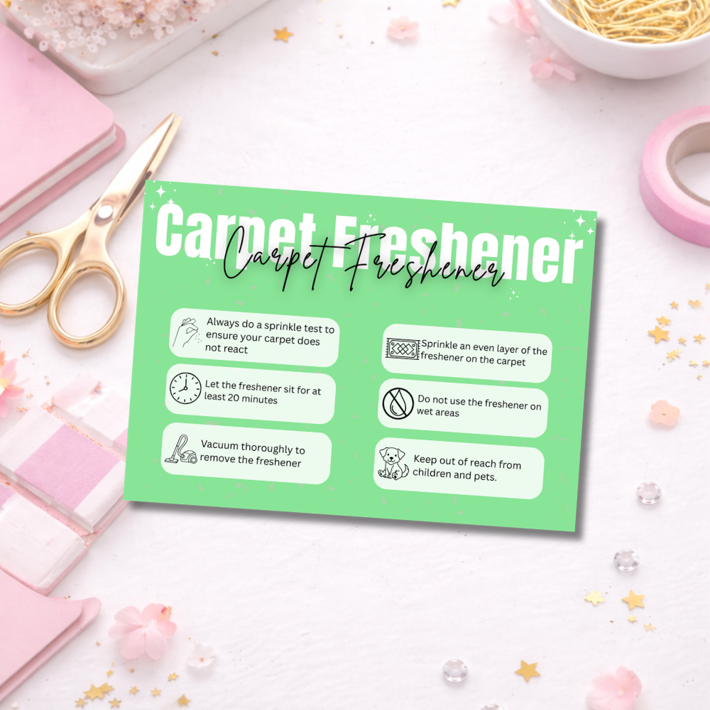 Coloured Carpet Freshener Care Cards