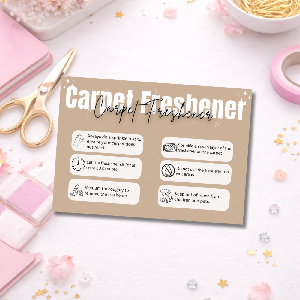 Coloured Carpet Freshener Care Cards