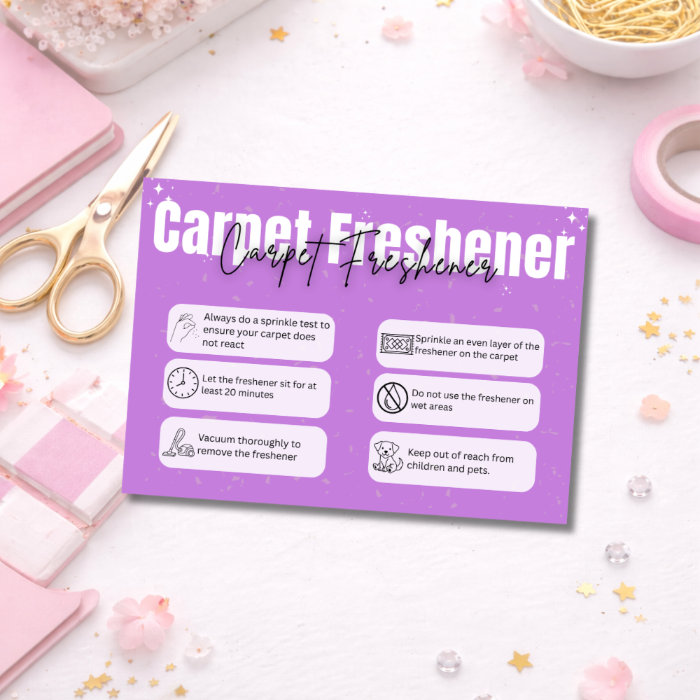 Coloured Carpet Freshener Care Cards