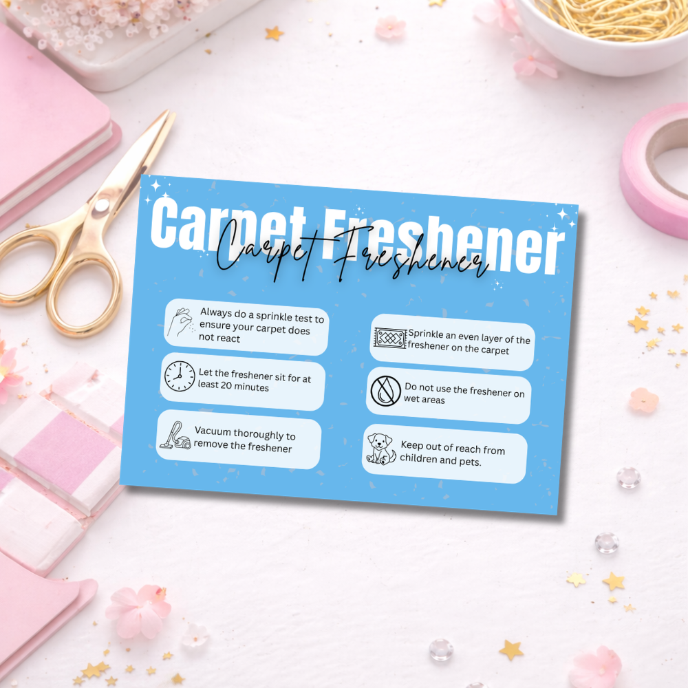 Coloured Carpet Freshener Care Cards