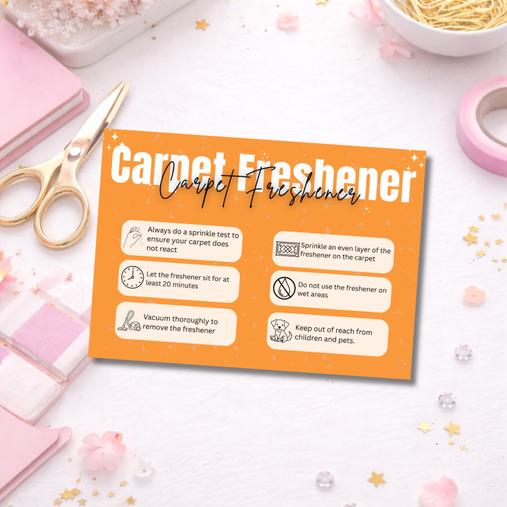 Coloured Carpet Freshener Care Cards