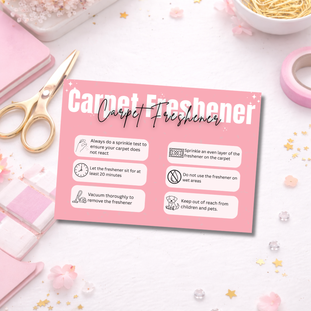 Coloured Carpet Freshener Care Cards