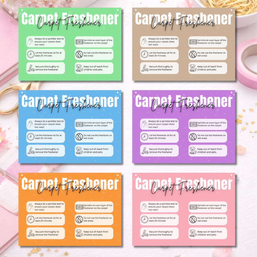 Coloured Carpet Freshener Care Cards