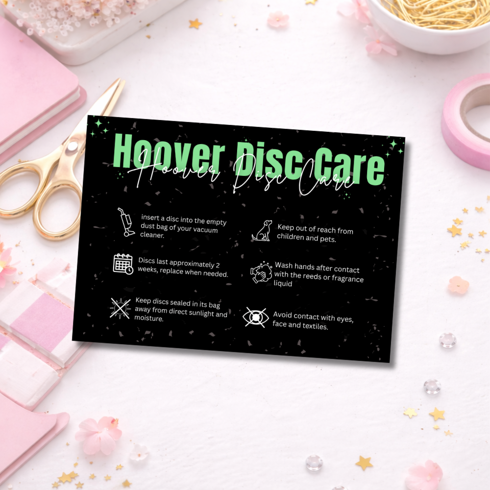 Black Hoover Disc Care Cards