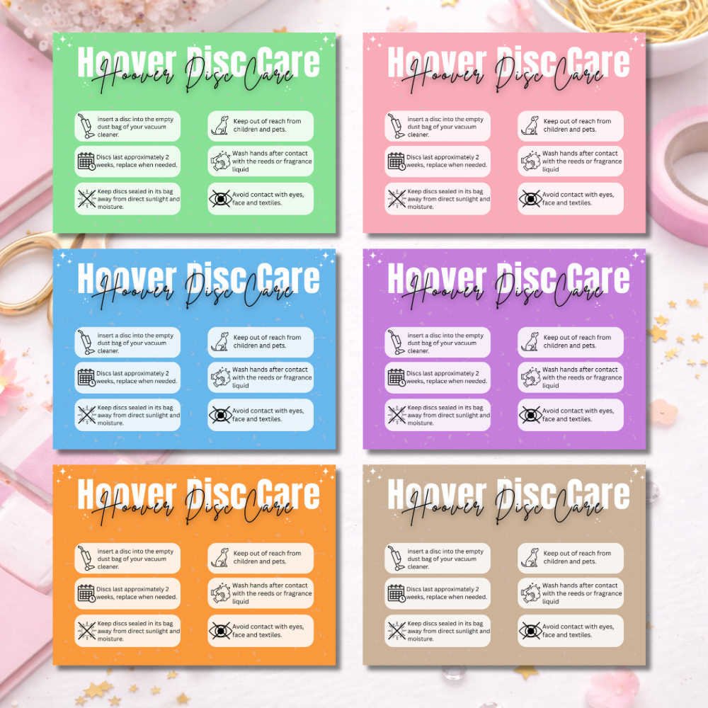 Coloured Hoover Disc Care Cards