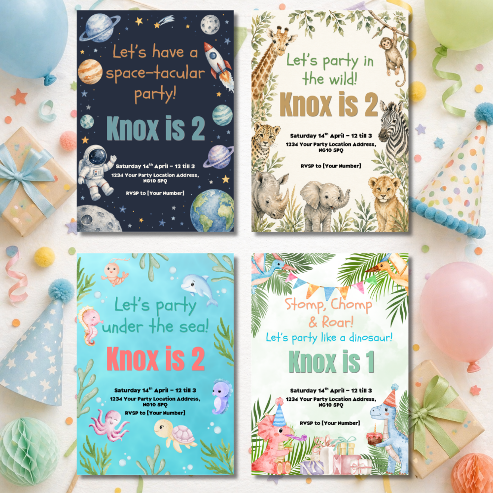 Kids Birthday Themed Invitations | Pack of 20