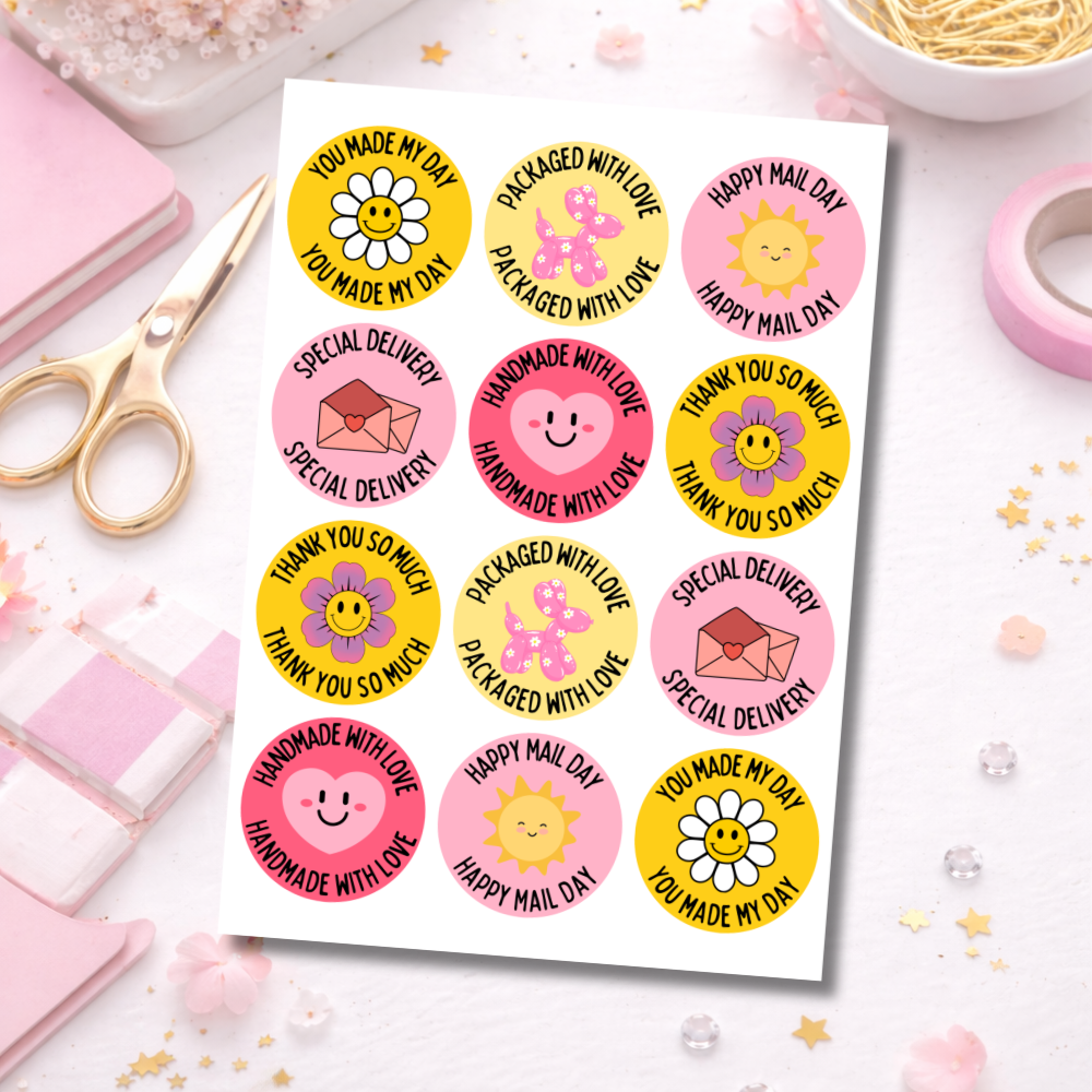 65mm Happy Stickers