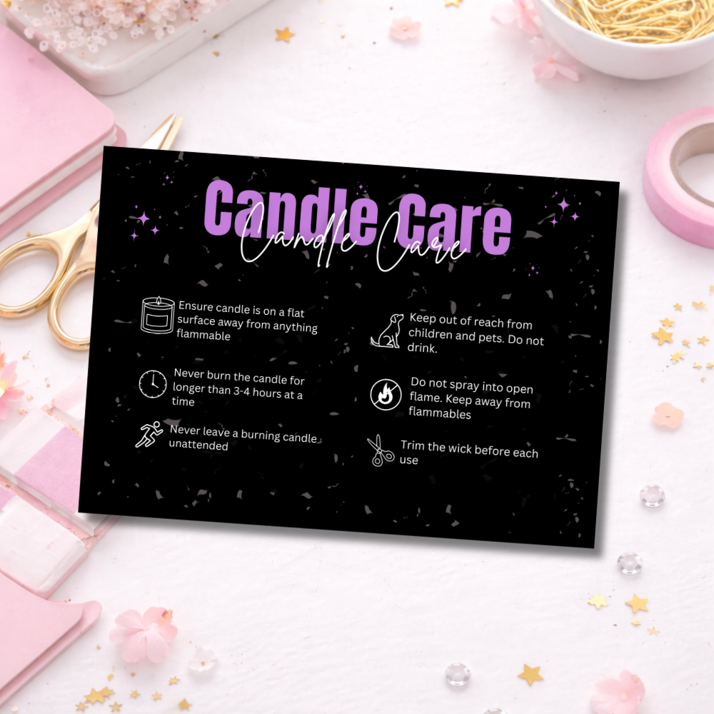 Coloured Candle Care Cards