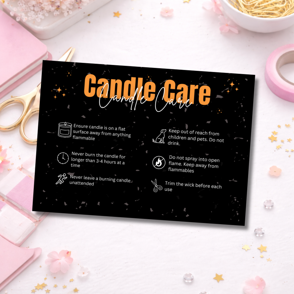 Coloured Candle Care Cards