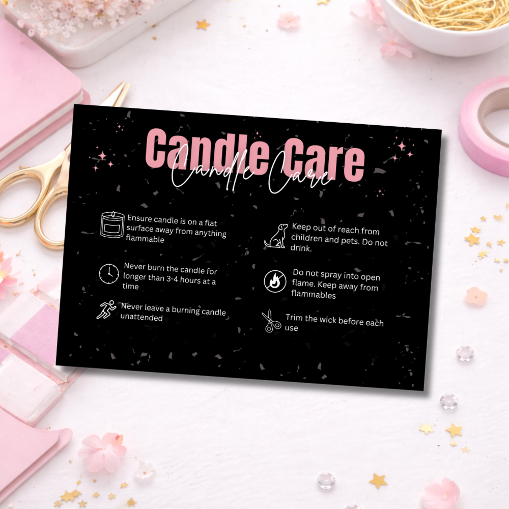 Coloured Candle Care Cards