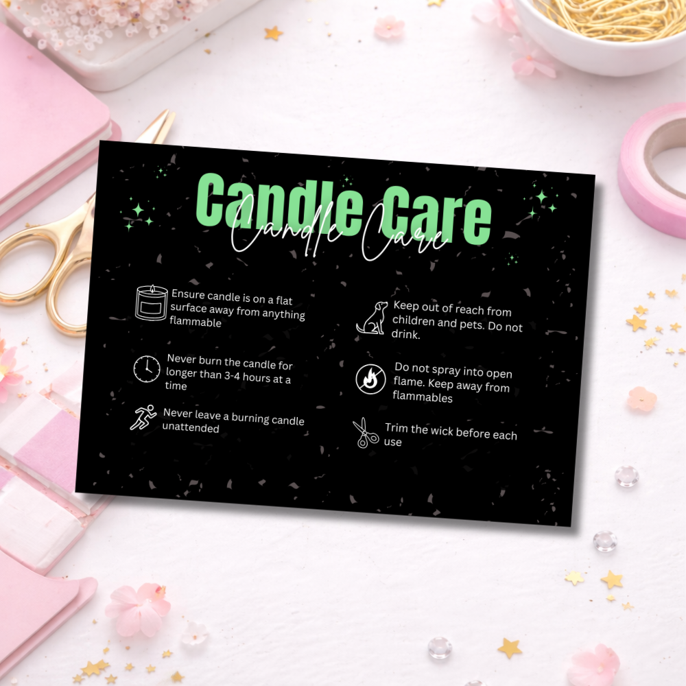 Coloured Candle Care Cards