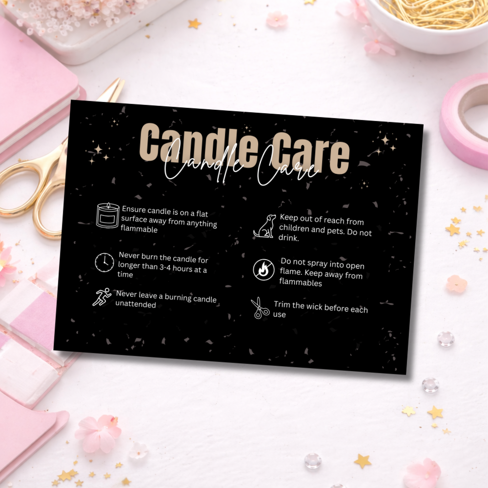 Coloured Candle Care Cards