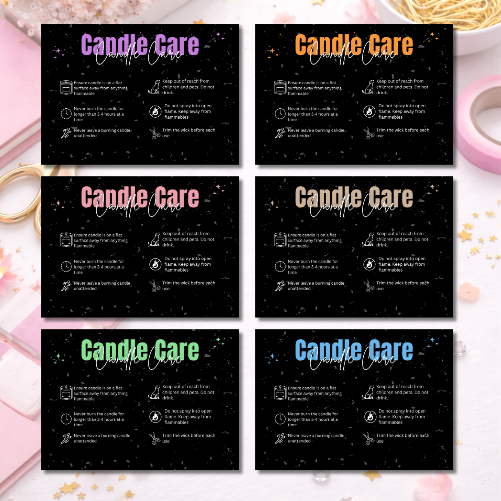 Coloured Candle Care Cards