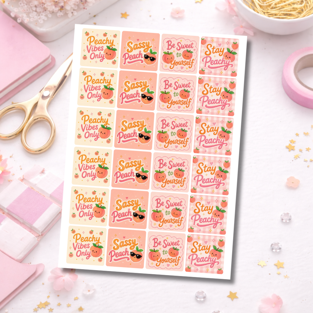 47mm Square Peachy Stickers