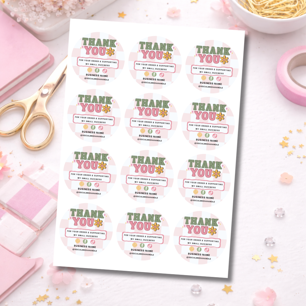 64mm Round Retro Pastel Stickers