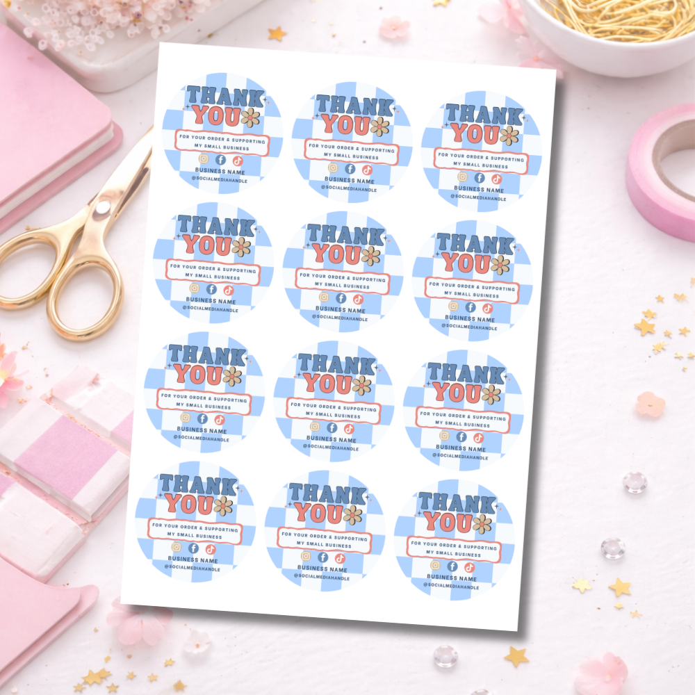64mm Round Retro Pastel Stickers