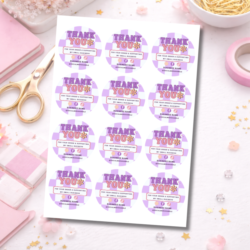 64mm Round Retro Pastel Stickers