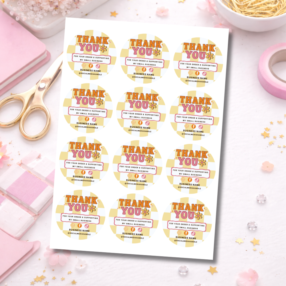 64mm Round Retro Pastel Stickers