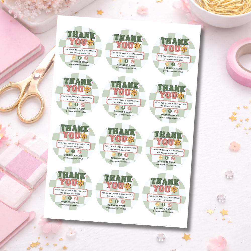 64mm Round Retro Pastel Stickers