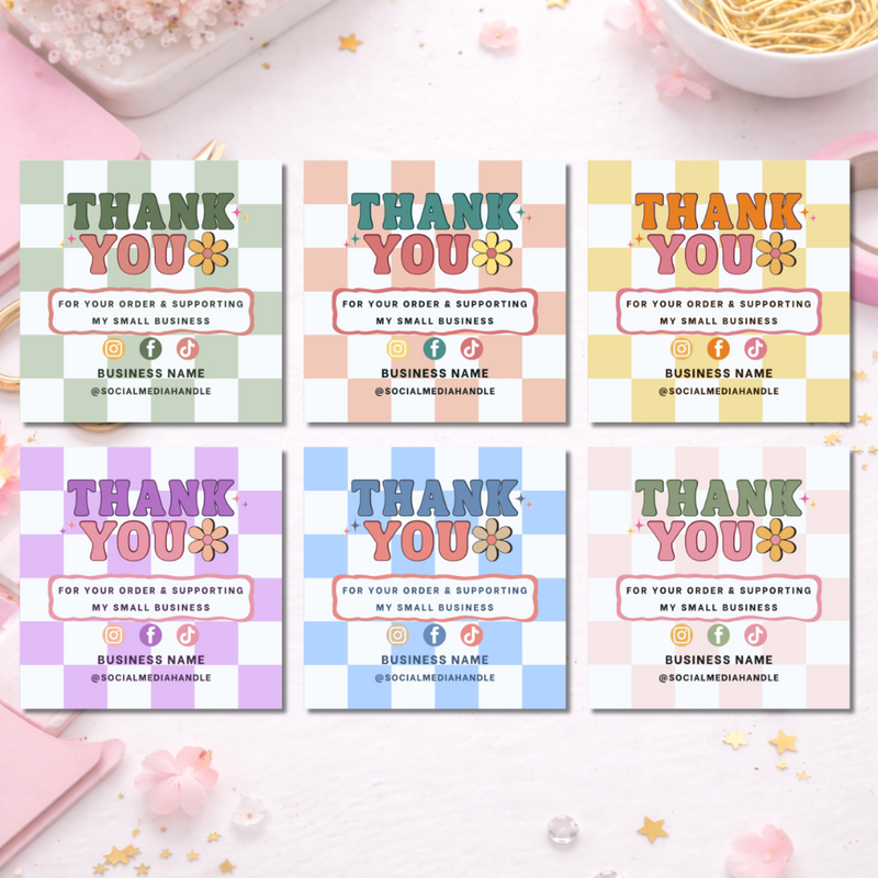 64mm Round Retro Pastel Stickers