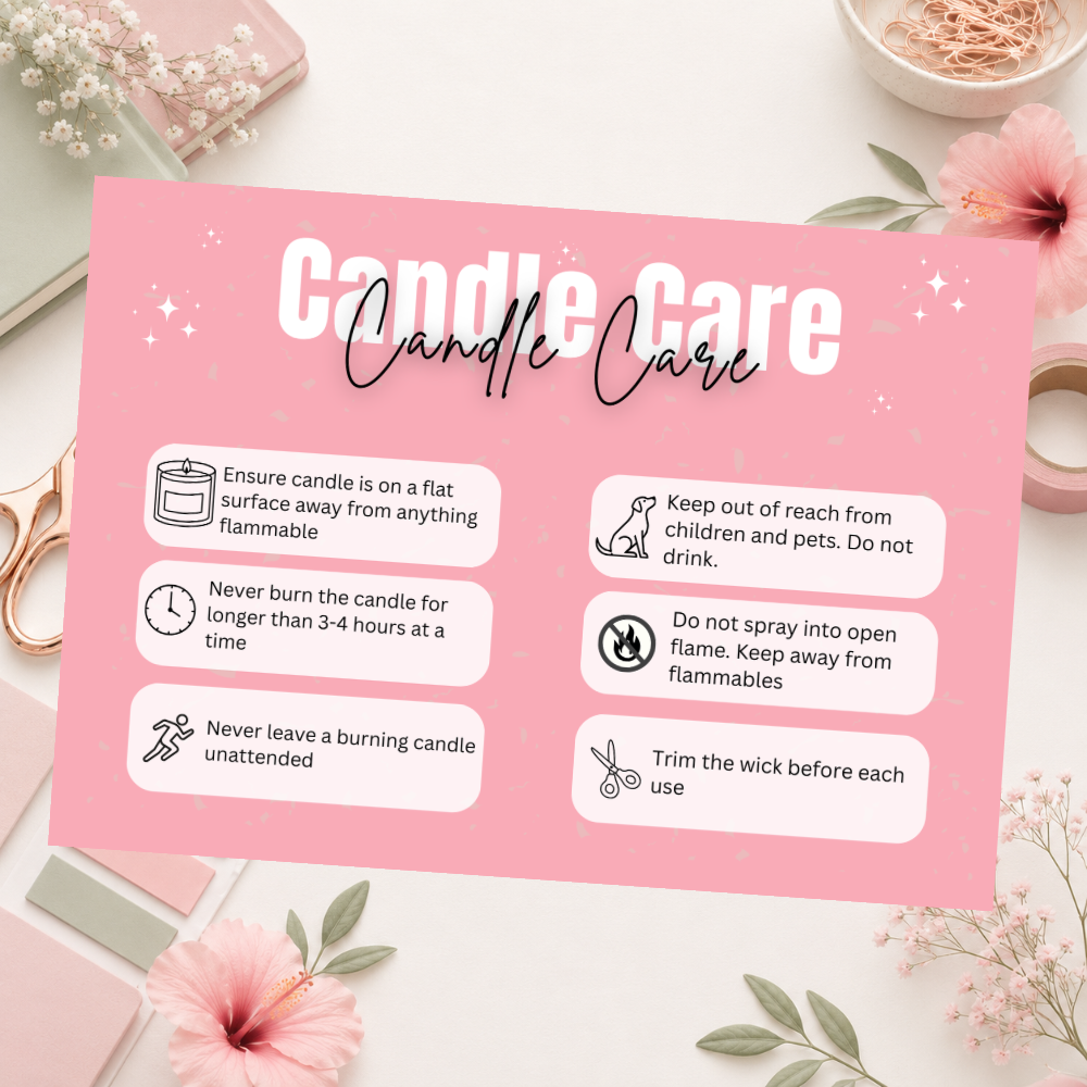 Coloured Candle Care Cards