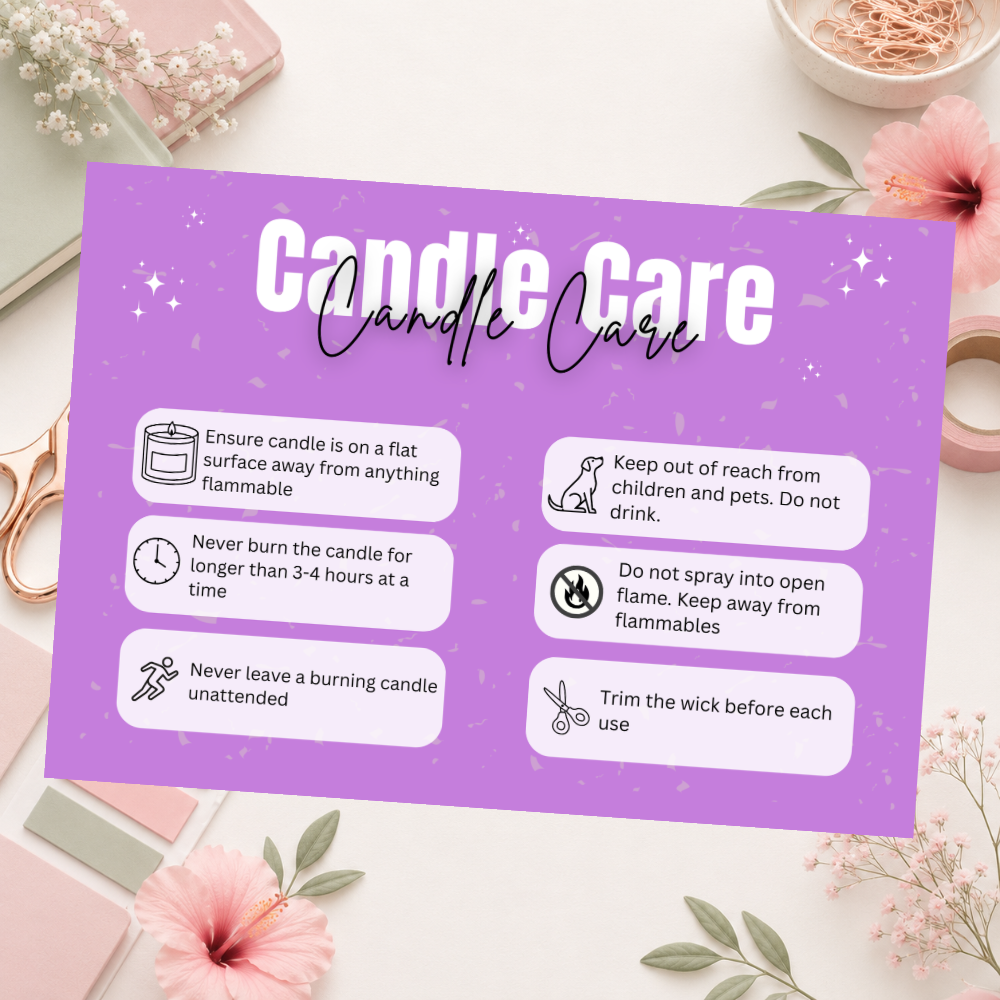 Coloured Candle Care Cards