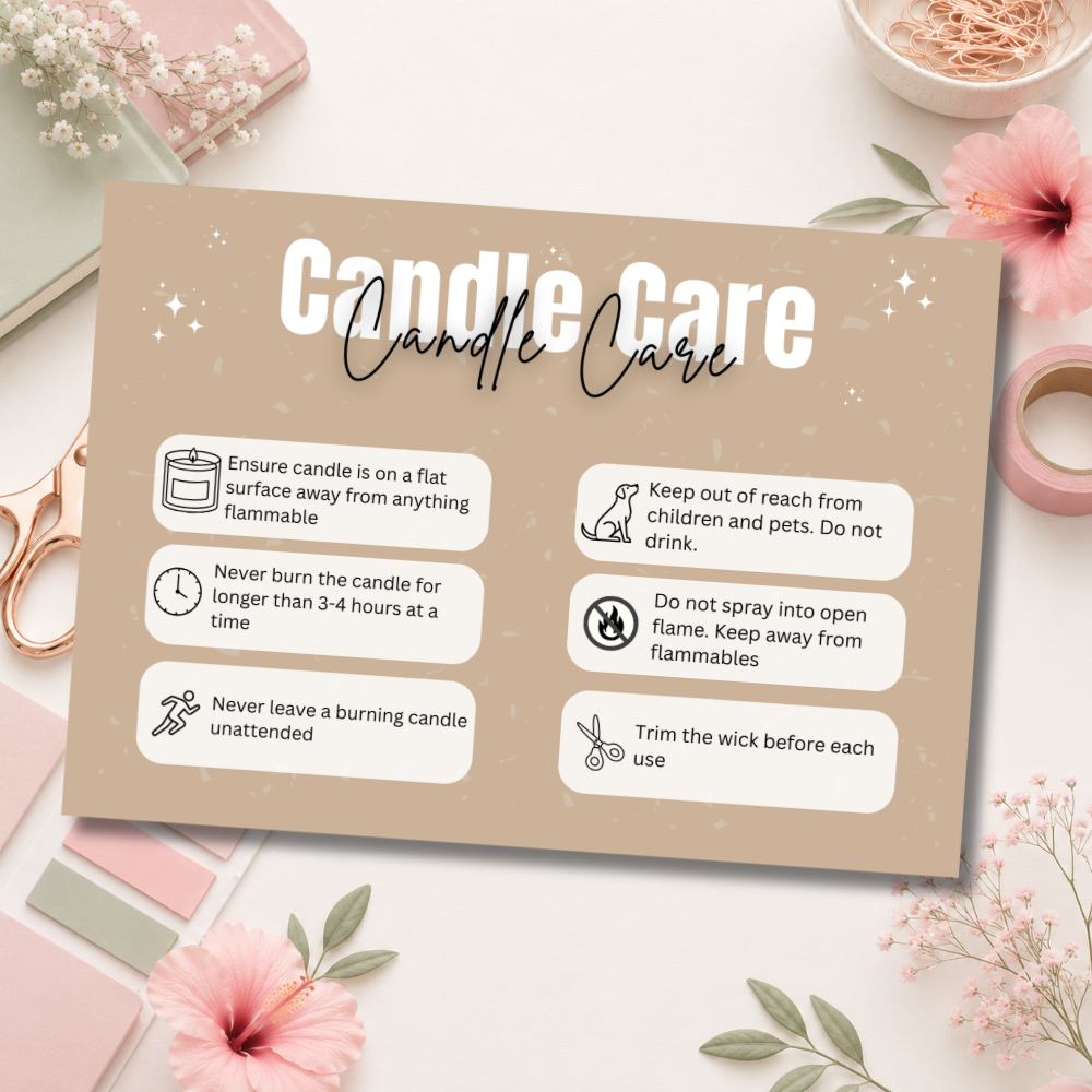 Coloured Candle Care Cards