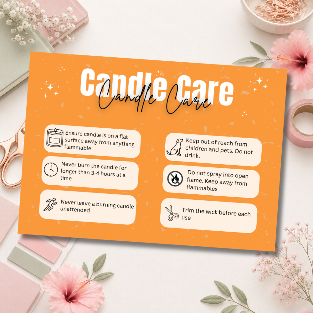 Coloured Candle Care Cards