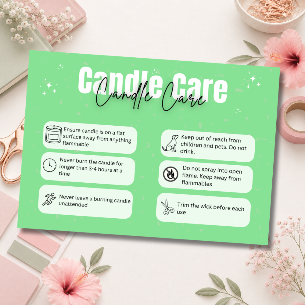 Coloured Candle Care Cards
