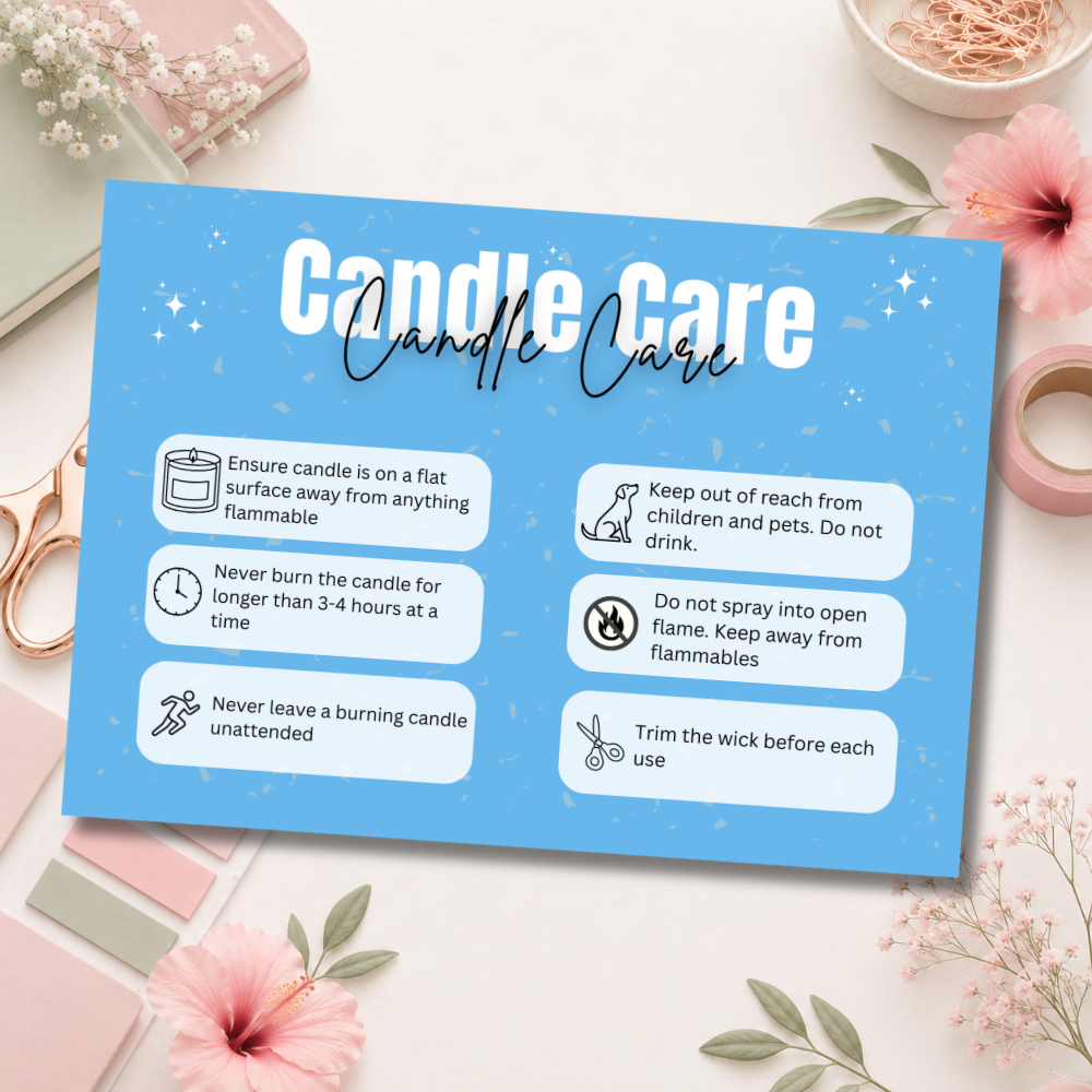 Coloured Candle Care Cards