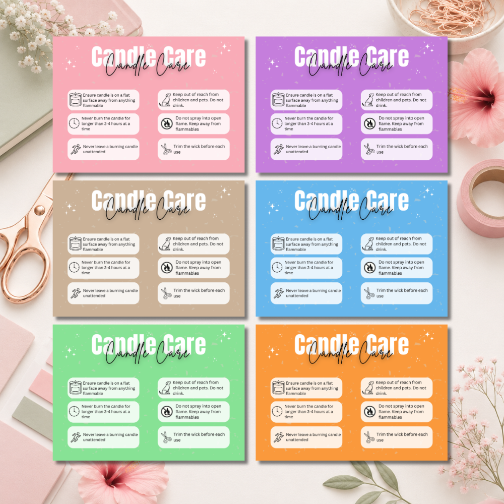 Coloured Candle Care Cards
