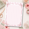 Pink Bow A5 Writing Sheets