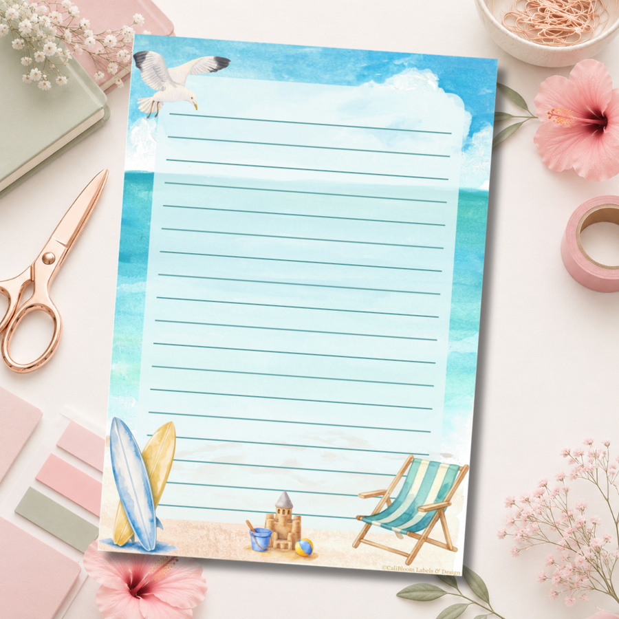 Beach Vibes A5 Writing Sheets