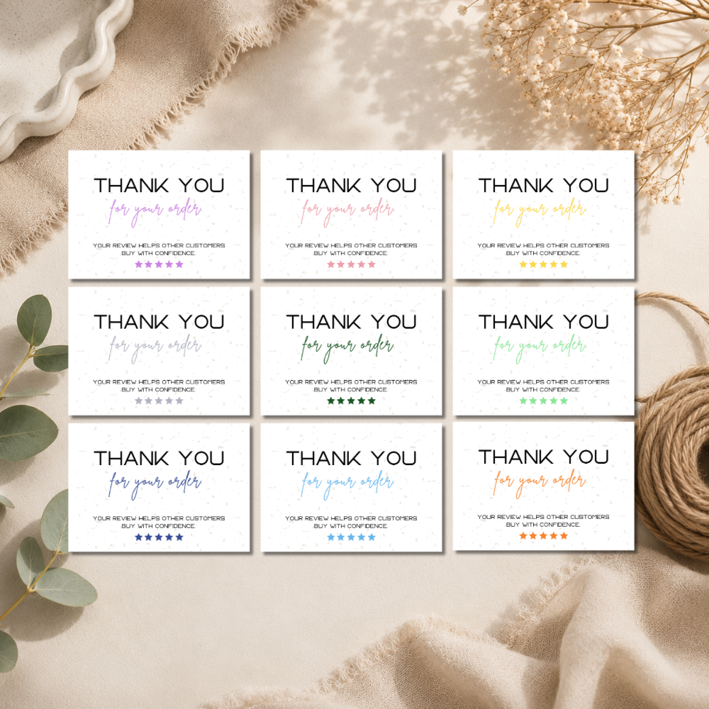Printed A6 Thank You Cards - 9 Colours