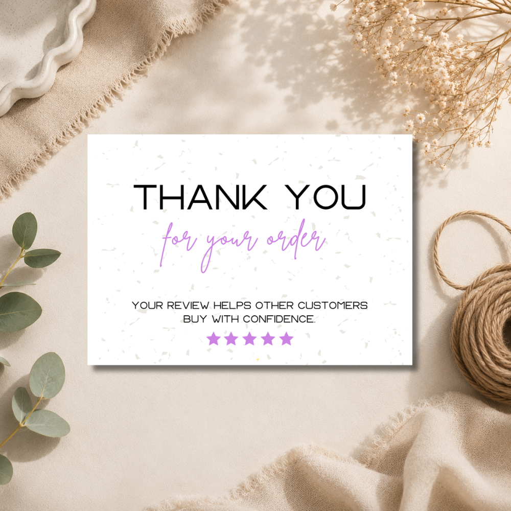 Printed A6 Thank You Cards - 9 Colours