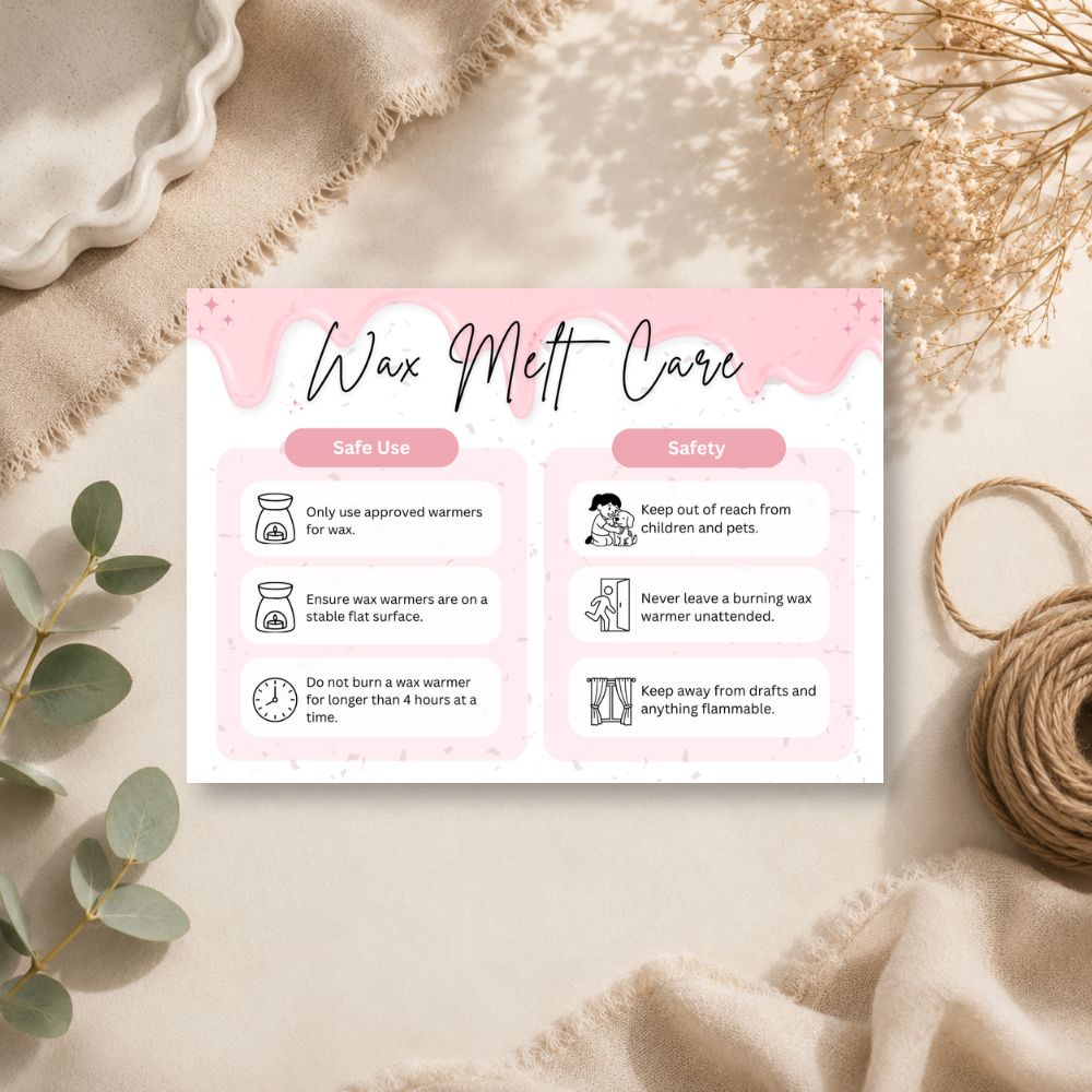 A6 Wax Melt Care Cards - 9 Colours