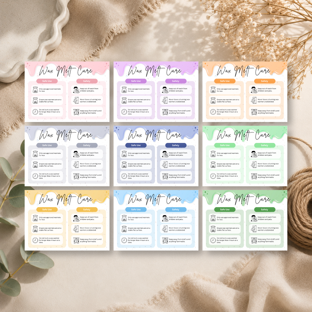 A6 Wax Melt Care Cards - 9 Colours