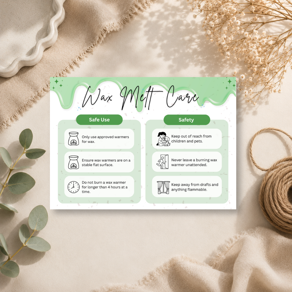 A6 Wax Melt Care Cards - 9 Colours