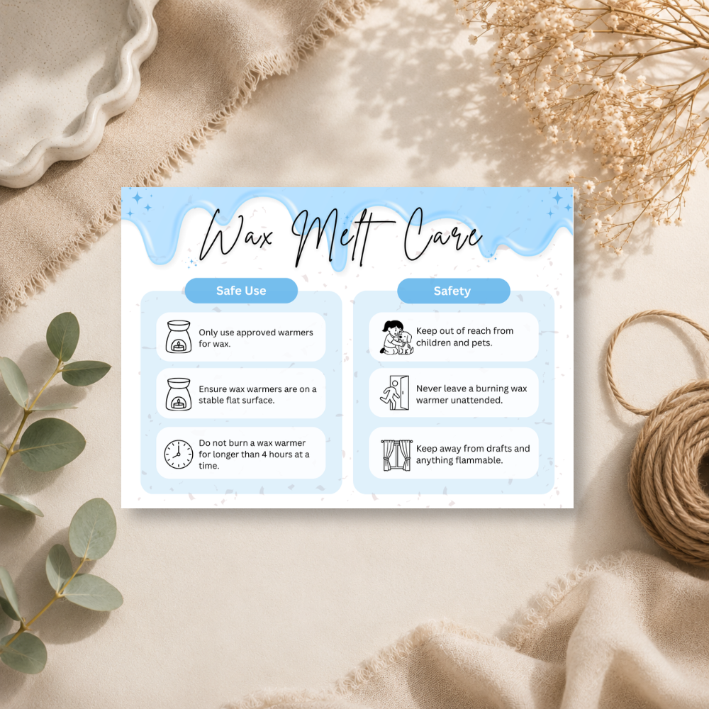 A6 Wax Melt Care Cards - 9 Colours