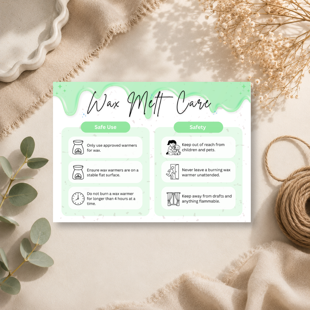 A6 Wax Melt Care Cards - 9 Colours
