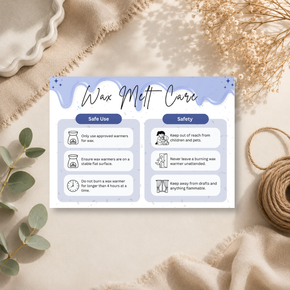 A6 Wax Melt Care Cards - 9 Colours