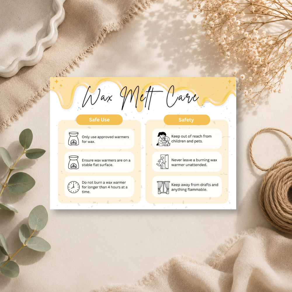 A6 Wax Melt Care Cards - 9 Colours