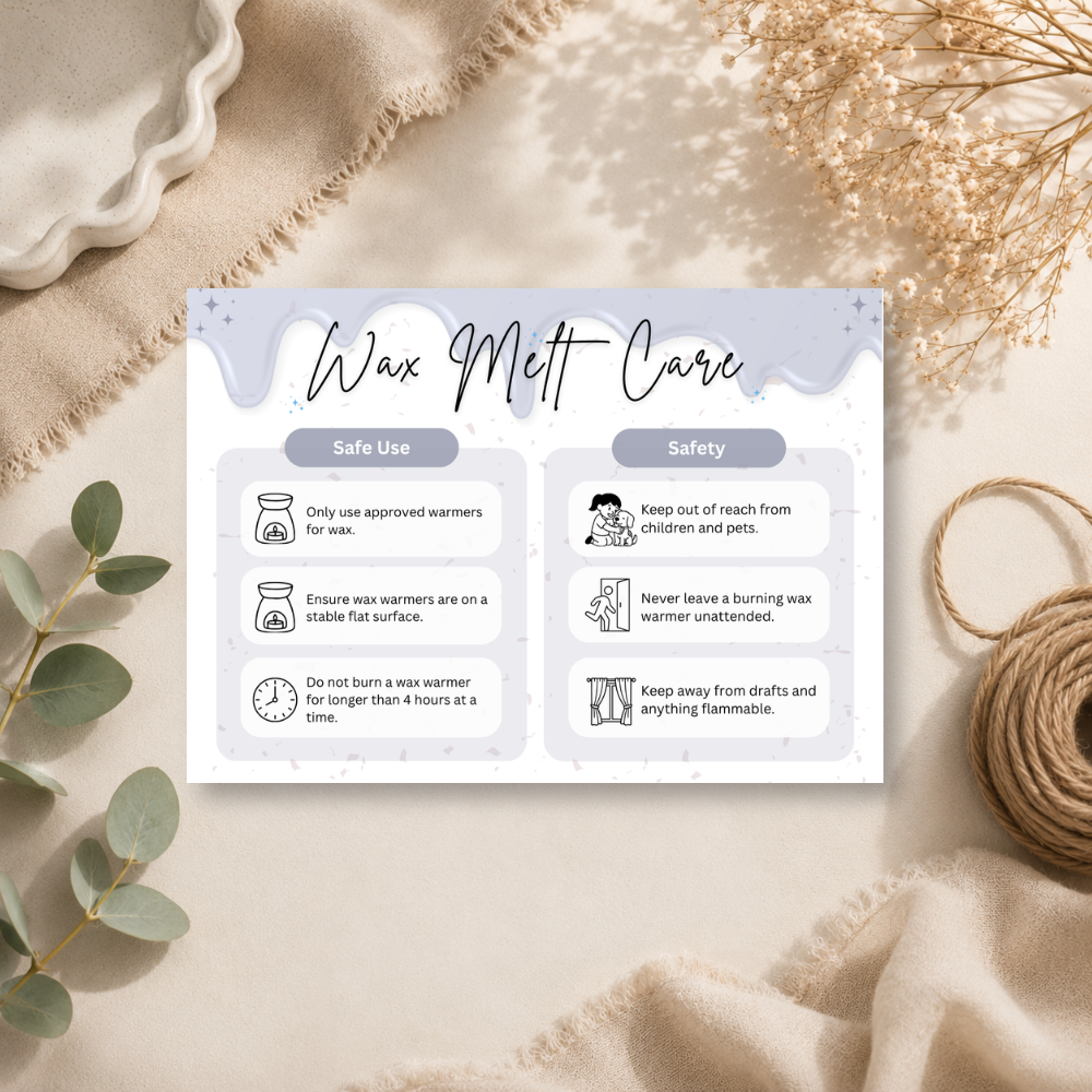 A6 Wax Melt Care Cards - 9 Colours