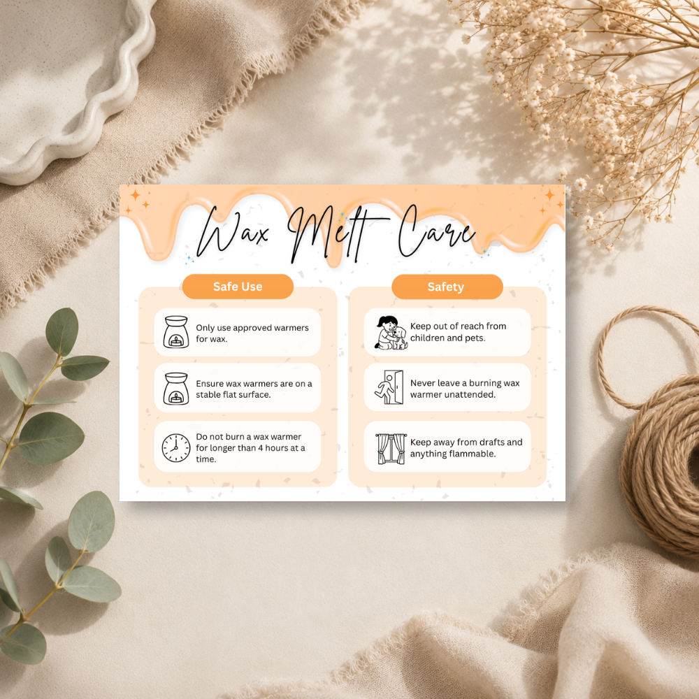A6 Wax Melt Care Cards - 9 Colours